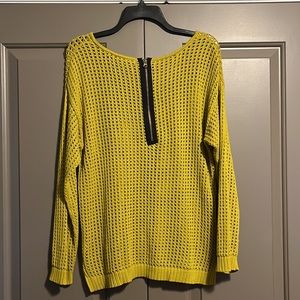Open Weave Zipper Back Sweater